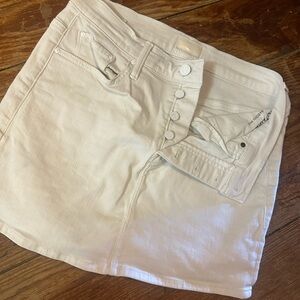 MOTHER Cream Denim Vagabond Mini Skirt